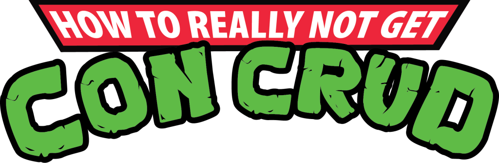 "How to Really Not Get Con Crud", in the style of the "Teenage Mutant Ninja Turtles" logo